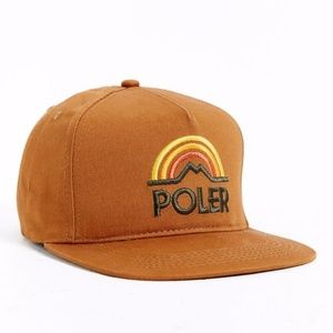 Poler Mountain Sunset Snapback Rust Colored Cotton Hat